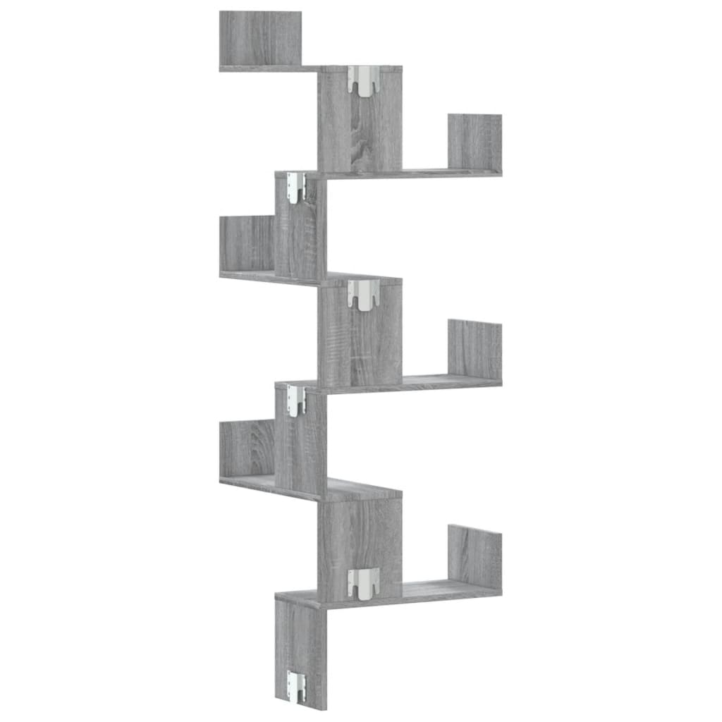 vidaXL Wall Corner Shelf Grey Sonoma 45x45x147 cm Engineered Wood 6