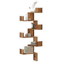 vidaXL Wall Corner Shelf Old Wood 45x45x147 cm Engineered Wood 1