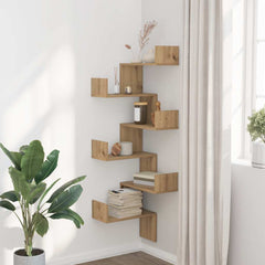 vidaXL Wall Corner Shelf Artisian Oak 45x45x147 cm Engineered Wood 1