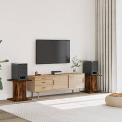 vidaXL Speaker Stands 2 pcs Smoked Oak 30x30x40 cm Engineered Wood 1