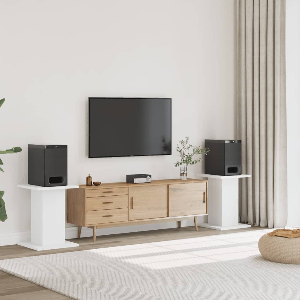 vidaXL Speaker Stands 2 pcs White 30x30x60 cm Engineered Wood 1