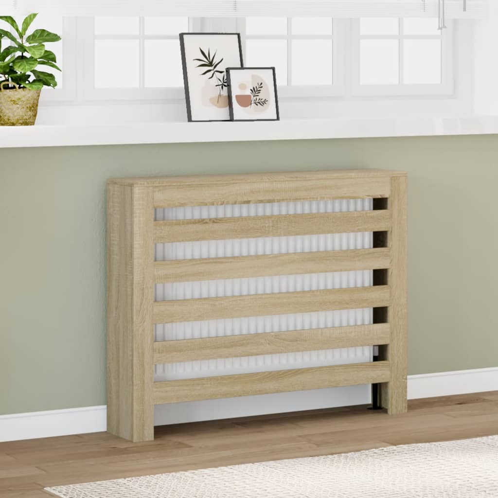 vidaXL Radiator Cover Sonoma Oak 104 x 20 x 82 cm Engineered Wood 1