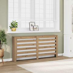 Radiator Cover 175x20x82 cm Engineered Wood Horizontal Slats Artisan oak