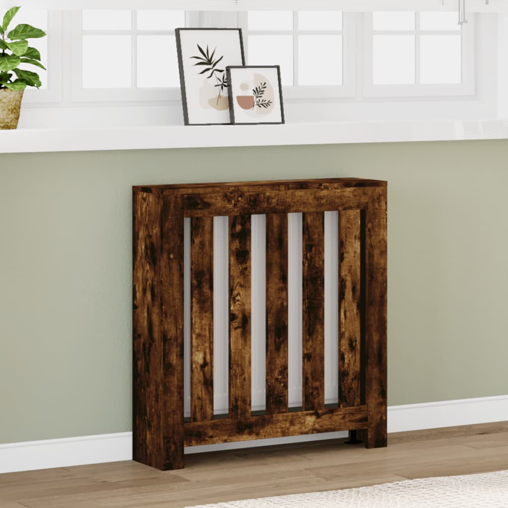 vidaXL Radiator Cover Smoked Oak 78 x 20 x 82 cm Engineered Wood 1