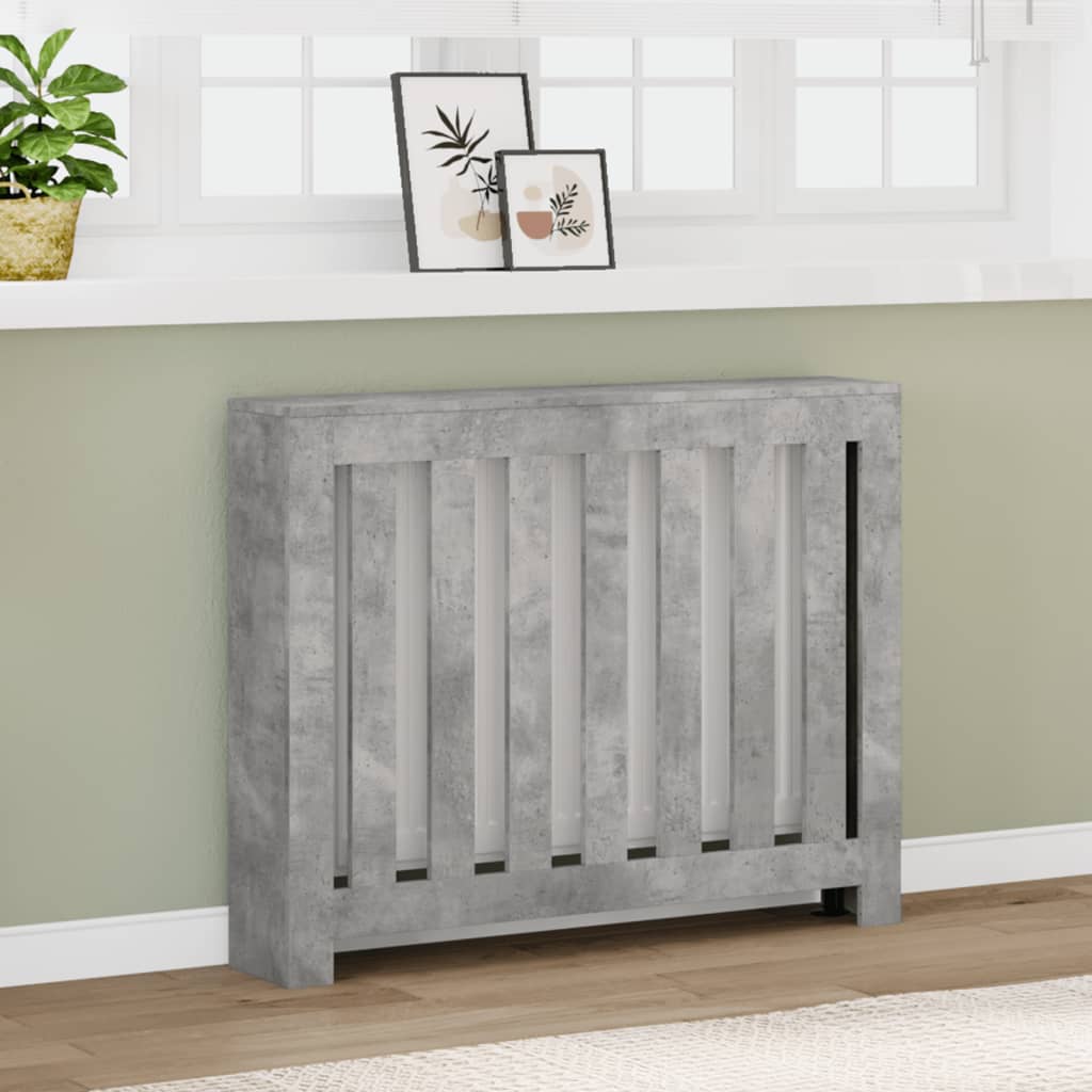 vidaXL Radiator Cover Concrete Grey 104 x 20 x 82 cm Engineered Wood 1