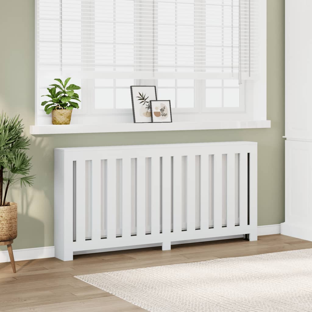 Radiator Cover 175x20x82 cm Engineered Wood Vertical Slats White