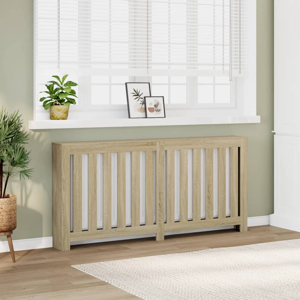 Radiator Cover 175x20x82 cm Engineered Wood Vertical Slats Sonoma oak