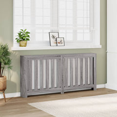 Radiator Cover 175x20x82 cm Engineered Wood Vertical Slats Grey sonoma