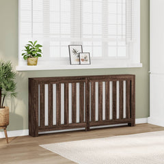 Radiator Cover 175x20x82 cm Engineered Wood Vertical Slats Brown oak