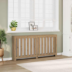 Radiator Cover 175x20x82 cm Engineered Wood Vertical Slats Artisan oak
