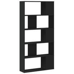 vidaXL Bookcase 5-Tier Black 80,5x23,5x162,5 cm Engineered Wood 5