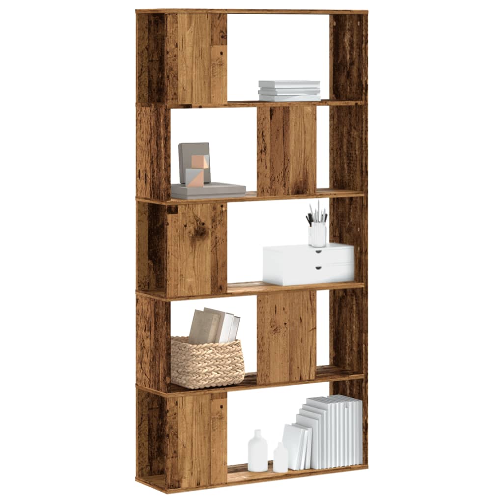 vidaXL Bookcase 5-Tier Old Wood 80,5x23,5x162,5 cm Engineered Wood 1
