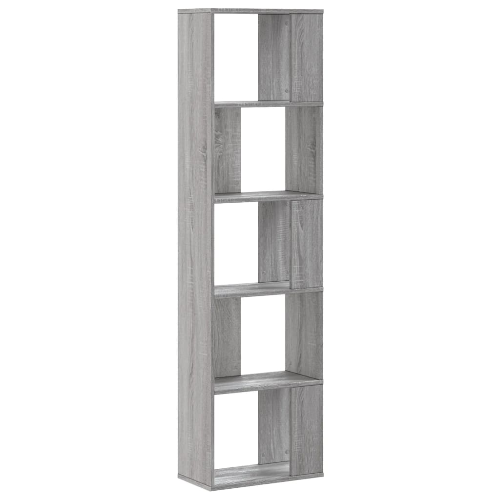 vidaXL Bookcase 5-Tier Grey Sonoma 45x23,5x162,5 cm Engineered Wood 4