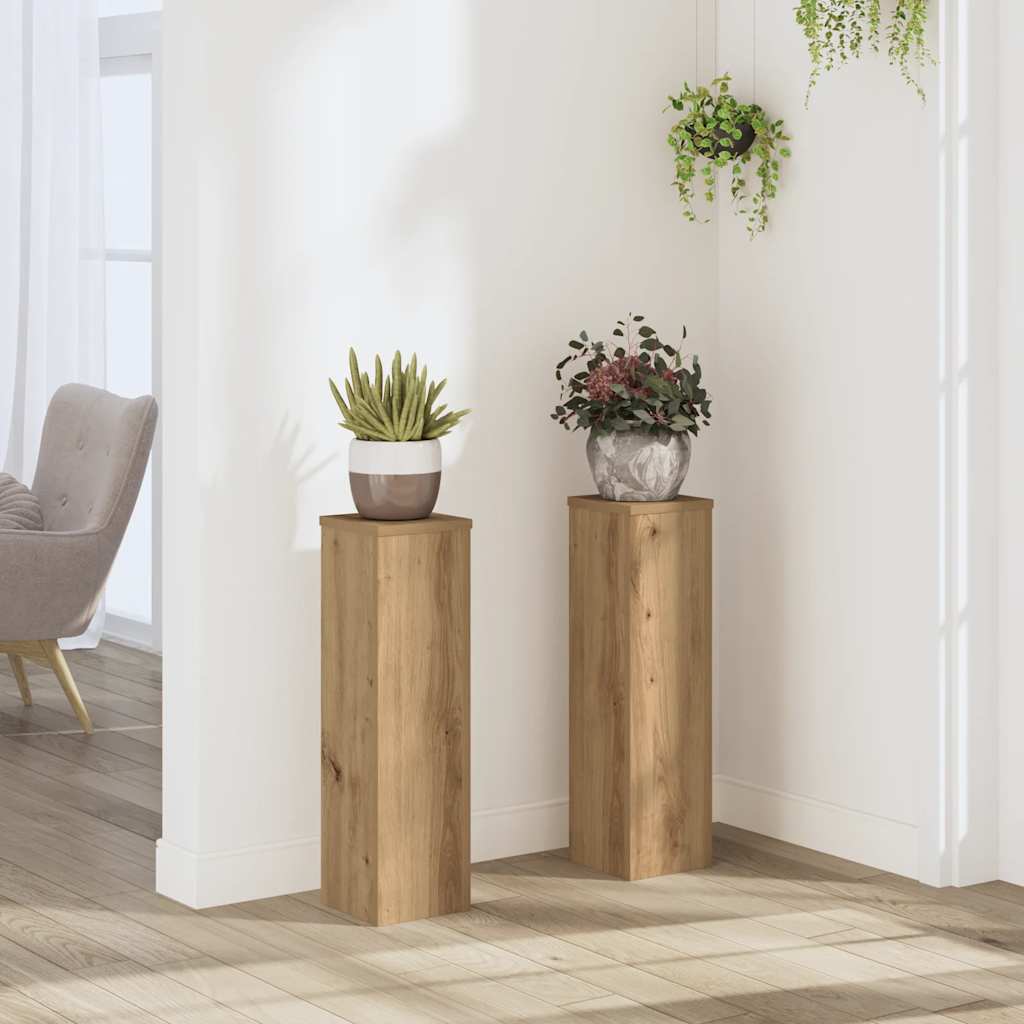 vidaXL Plant Stand 2 pcs Oak 17 x 17 x 60 cm Engineered Wood 1