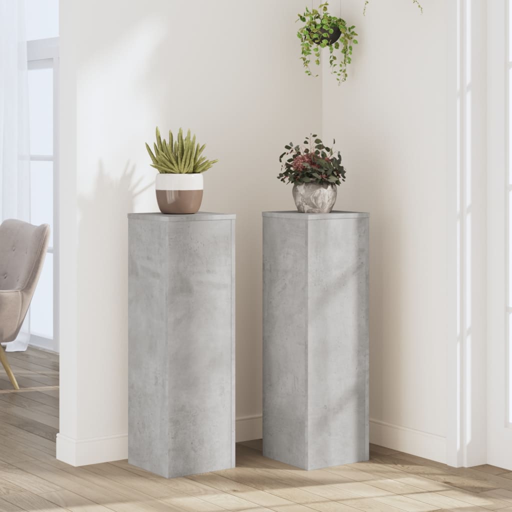 vidaXL Plant Stand 2 pcs Concrete Grey 25 x 25 x 80 cm Engineered Wood 1