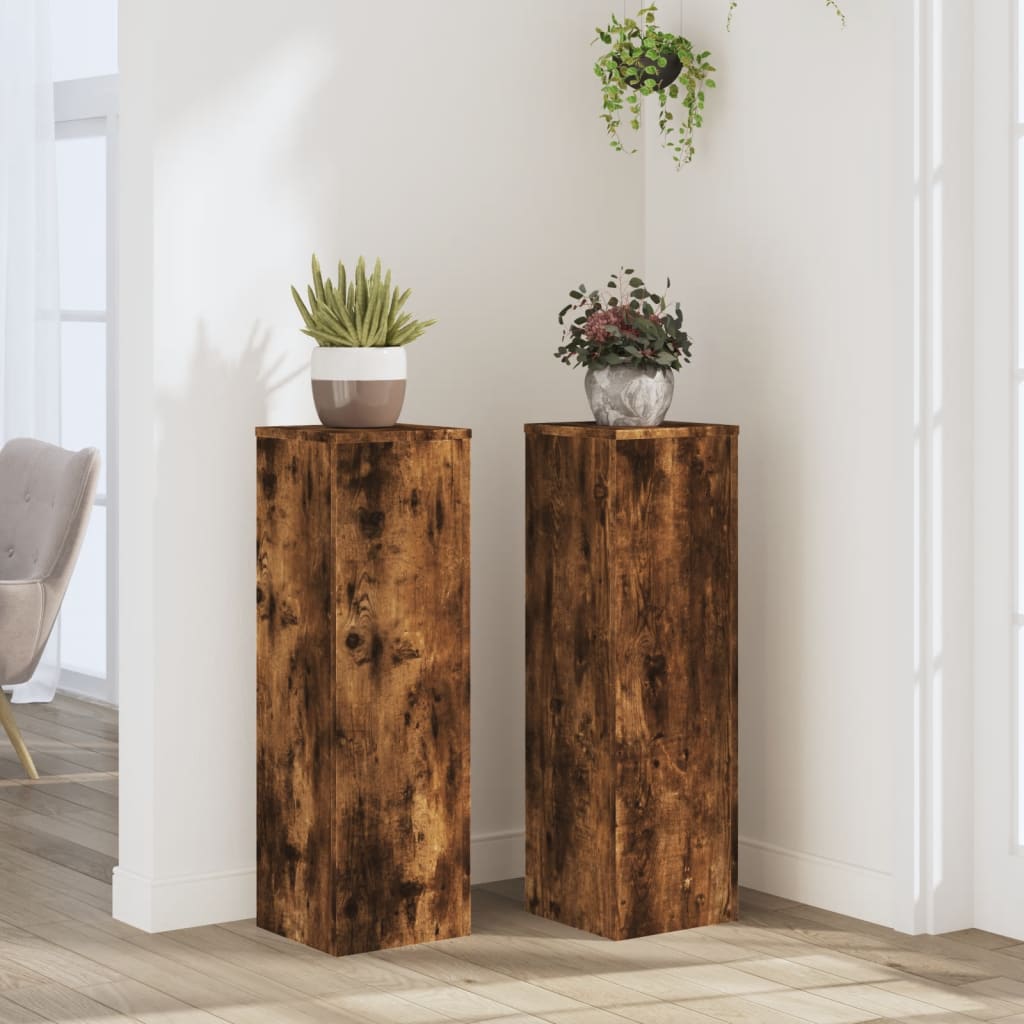 vidaXL Plant Stand 2 pcs Smoked Oak Engineered Wood 1