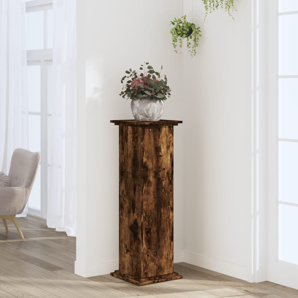 vidaXL Plant Stand Smoked Oak 33 x 33 x 100 cm Engineered wood 1