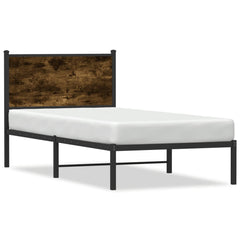 vidaXL Metal Bed Frame without Mattress Smoked Oak 90x200 cm 2