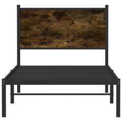 Metal Bed Frame without Mattress Smoked Oak Length 200 cm with Headboard 90 cm