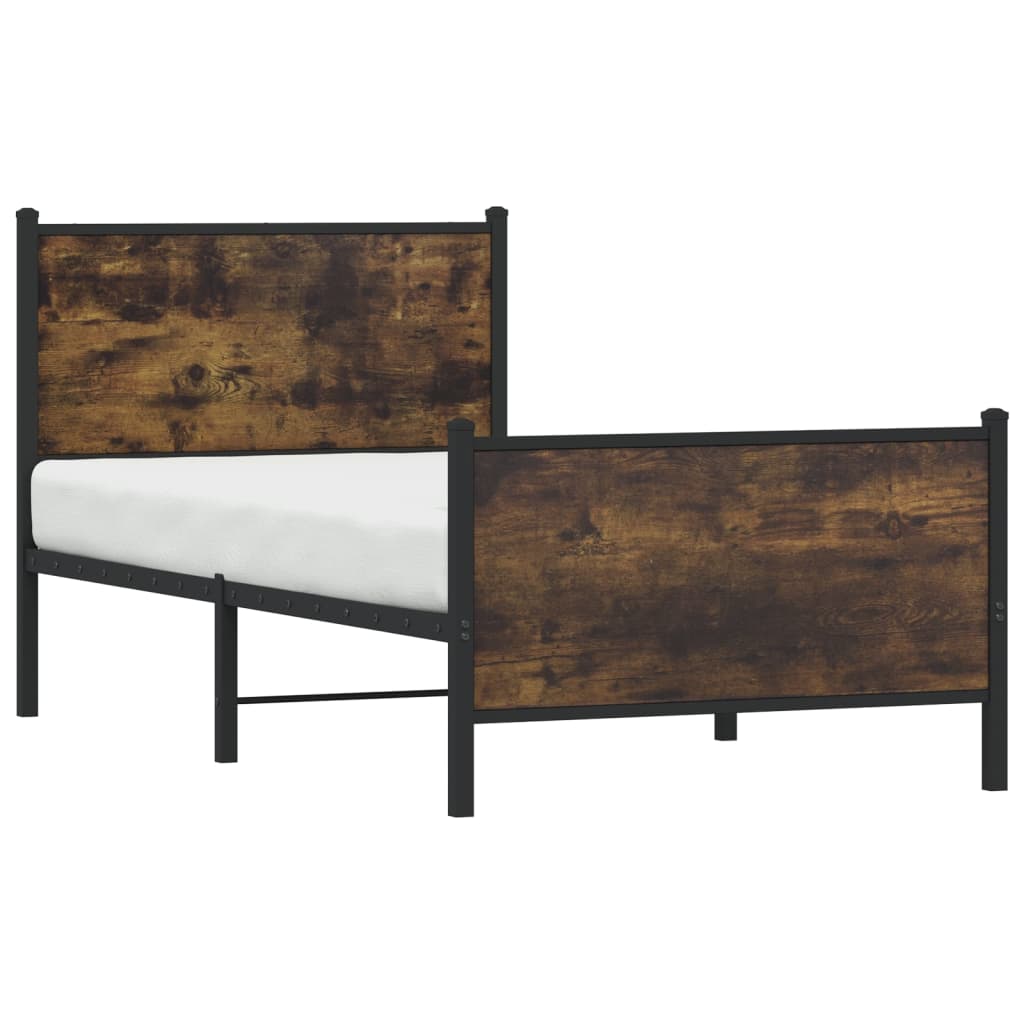 vidaXL Metal Bed Frame without Mattress Smoked Oak 75x190 cm Small Single 4