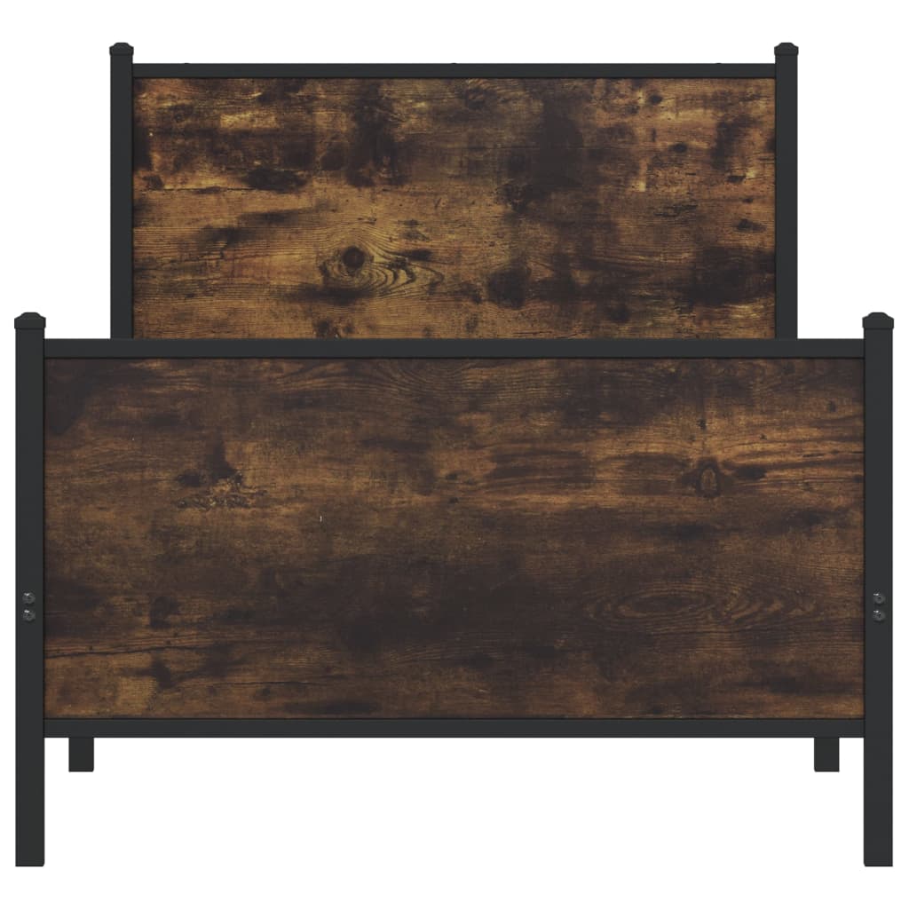 vidaXL Metal Bed Frame without Mattress Smoked Oak 75x190 cm Small Single 5