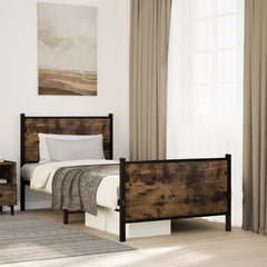 vidaXL Metal Bed Frame without Mattress Smoked Oak 75x190 cm Small Single 1
