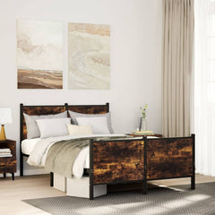 Metal Bed Frame without Mattress Smoked Oak Length 200 cm with Headboard & Footboard 120 cm