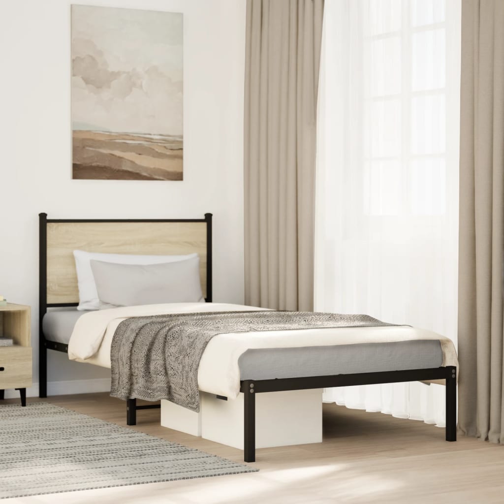 vidaXL Metal Bed Frame without Mattress Sonoma Oak 80x200 cm 1
