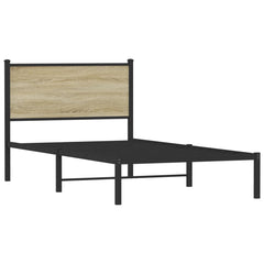 Metal Bed Frame without Mattress Sonoma oak Length 203 cm With headboard