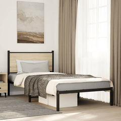 vidaXL Metal Bed Frame without Mattress Sonoma Oak 107x203 cm 1