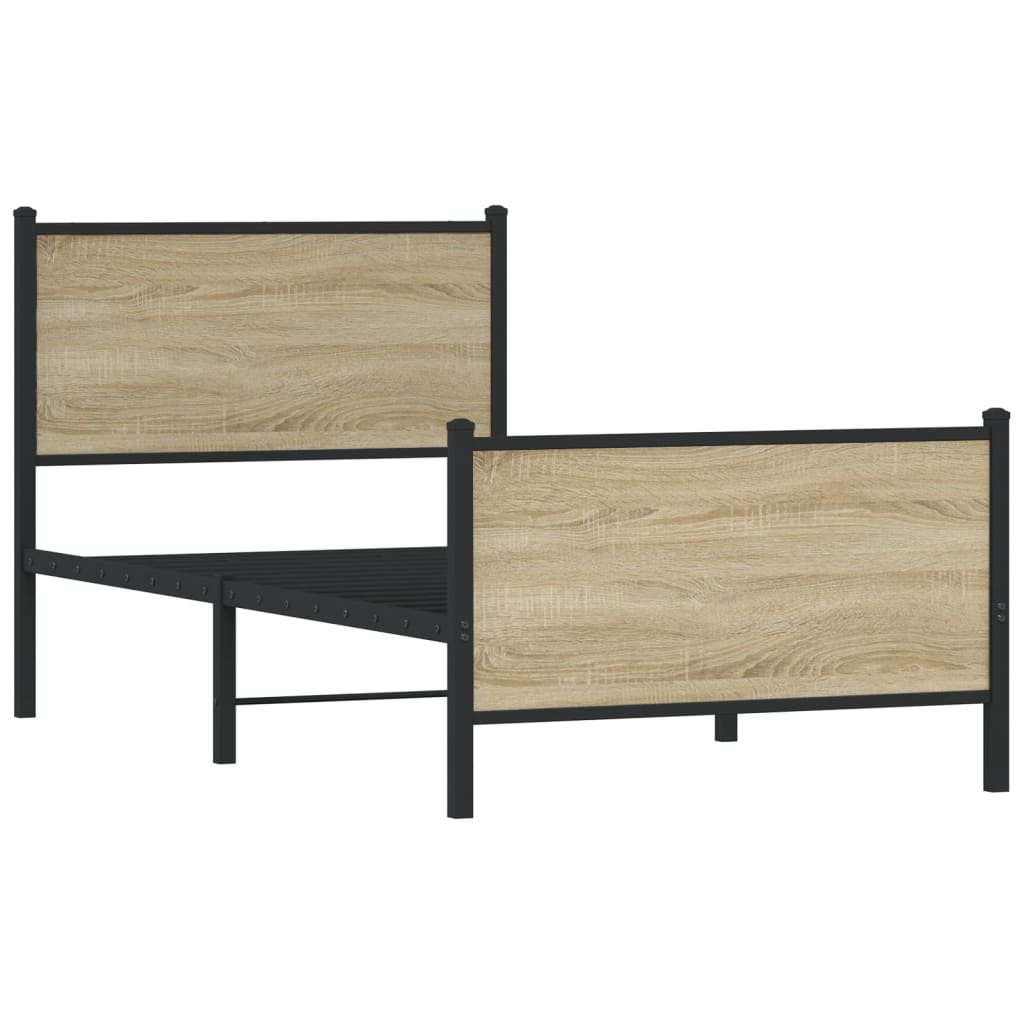 vidaXL Metal Bed Frame without Mattress Sonoma Oak 80x200 cm 3