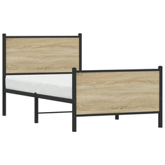 vidaXL Metal Bed Frame without Mattress Sonoma Oak 90x190 cm Single 4