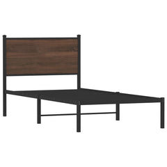 vidaXL Metal Bed Frame without Mattress Brown Oak 75x190 cm Small Single 3