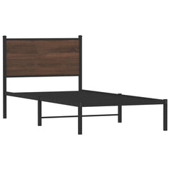 vidaXL Metal Bed Frame without Mattress Brown Oak 90x190 cm Single 3