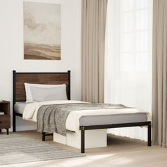 vidaXL Metal Bed Frame without Mattress Brown Oak 90x190 cm Single 1