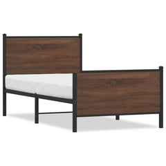 vidaXL Metal Bed Frame without Mattress Brown Oak 75x190 cm Small Single 2