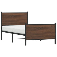 vidaXL Metal Bed Frame without Mattress Brown Oak 90x190 cm Single 4