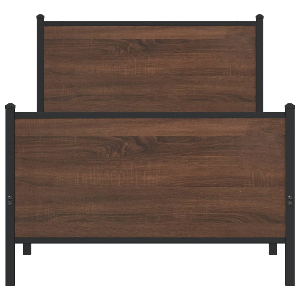 vidaXL Metal Bed Frame without Mattress Brown Oak 90x190 cm Single 5