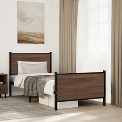 vidaXL Metal Bed Frame without Mattress Brown Oak 90x190 cm Single 1