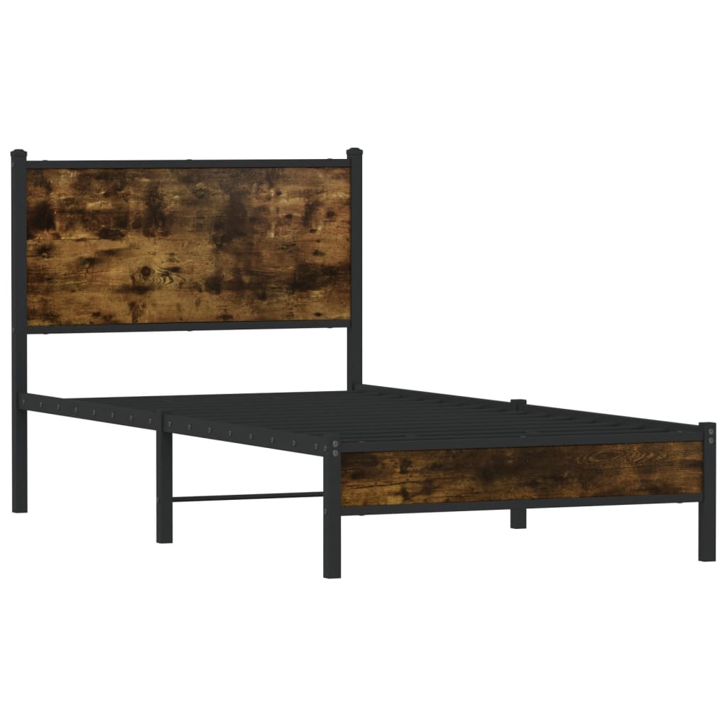 vidaXL Metal Bed Frame without Mattress Smoked Oak 80x200 cm 3