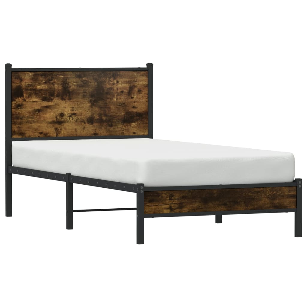 vidaXL Metal Bed Frame without Mattress Smoked Oak 80x200 cm 4