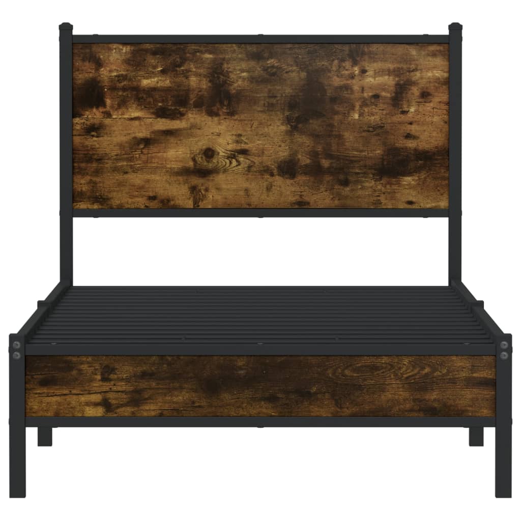 vidaXL Metal Bed Frame without Mattress Smoked Oak 80x200 cm 5
