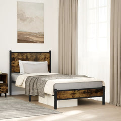 vidaXL Metal Bed Frame without Mattress Smoked Oak 90x190 cm Single 1