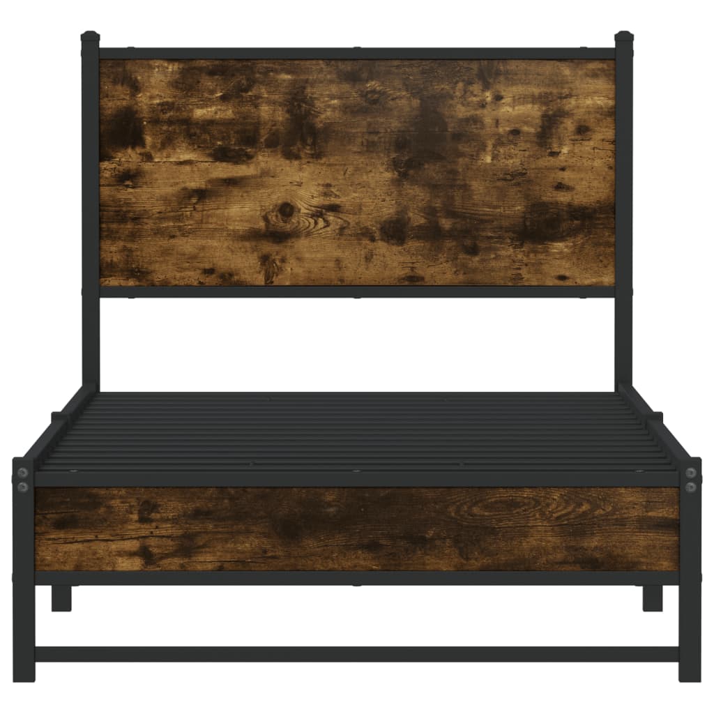 vidaXL Metal Bed Frame without Mattress Smoked Oak 80x200 cm 5