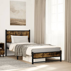 vidaXL Metal Bed Frame without Mattress Smoked Oak 80x200 cm 1