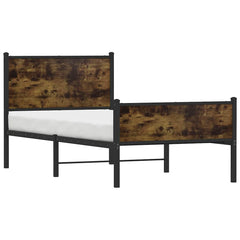 vidaXL Metal Bed Frame without Mattress Smoked Oak 75x190 cm Small Single 4