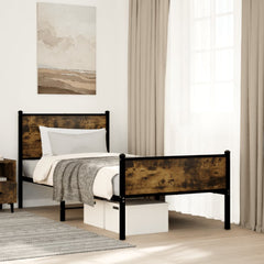 vidaXL Metal Bed Frame without Mattress Smoked Oak 80x200 cm 1