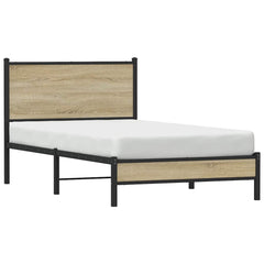 vidaXL Metal Bed Frame without Mattress Sonoma Oak 107x203 cm 4