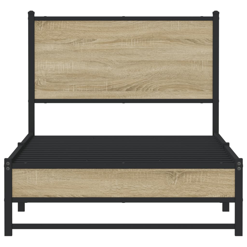 vidaXL Metal Bed Frame without Mattress Sonoma Oak 90x190 cm Single 5