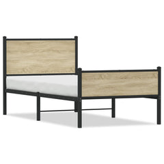 vidaXL Metal Bed Frame without Mattress Sonoma Oak 75x190 cm Small Single 2
